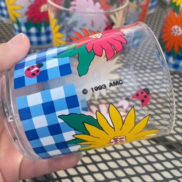 Vintage Signed 1993 AMC Acrylic Floral Pitcher/8 Two Sizes Tumblers Set READ - Picture 2 of 11